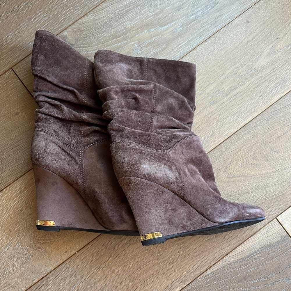 Louis Vuitton Brown Suede Wedge Boots